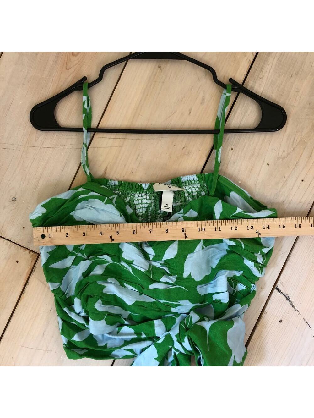 Kate Spade X Target NWT Classic Rose Ruched Linen Floral Tank Top Green/White M - Picture 11 of 12